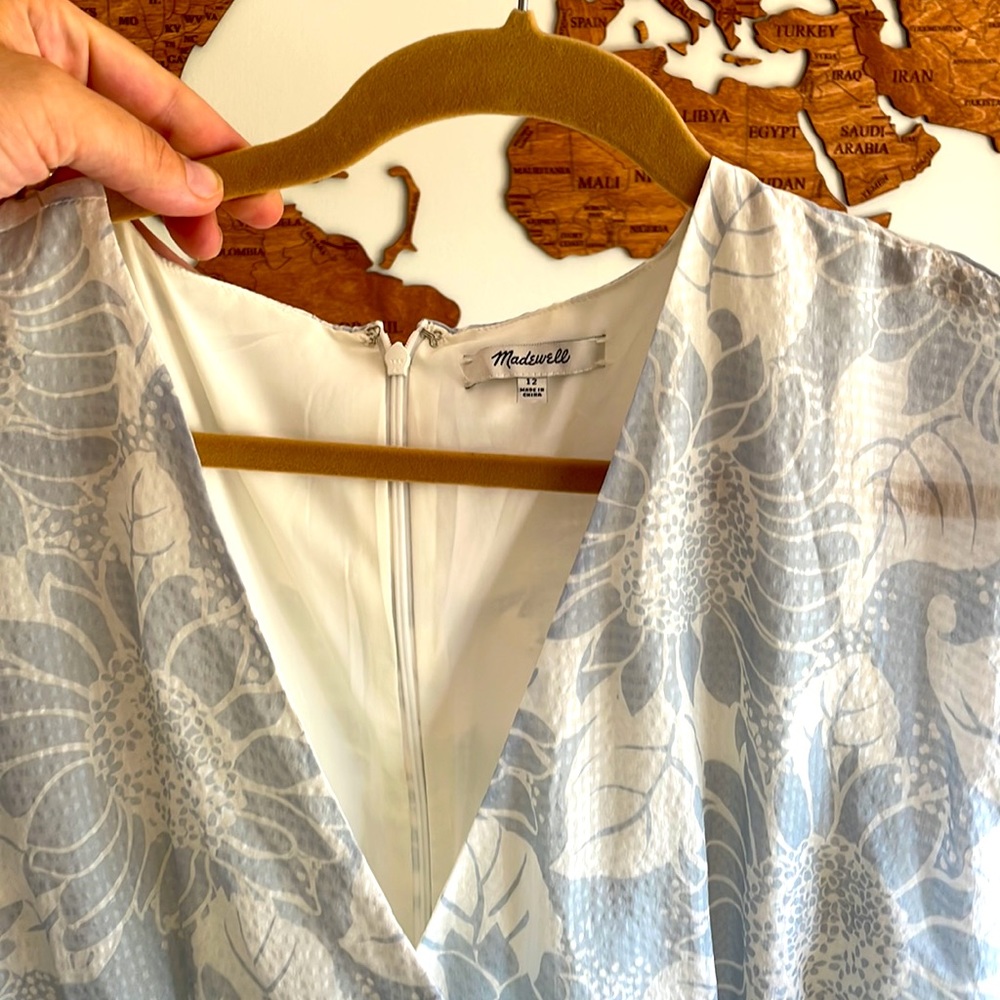 Sky blue crossover Madewell sunflower dress, mini